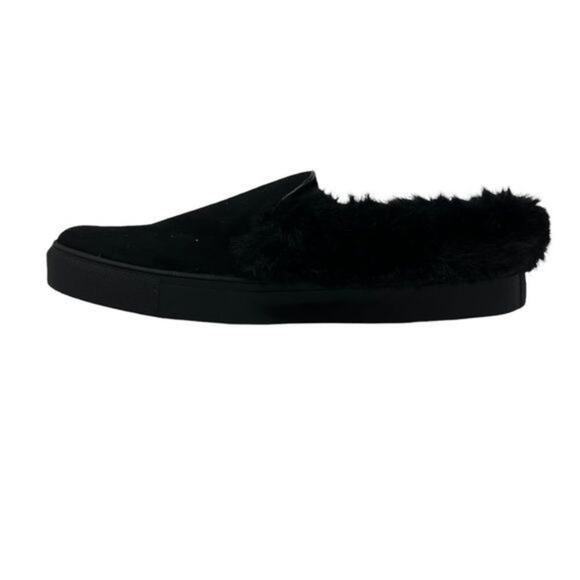 Comfortview Black Fuzzy Faux Fur Slip-on House Shoes Women's Size 10.5 NEW with - Picture 1 of 12